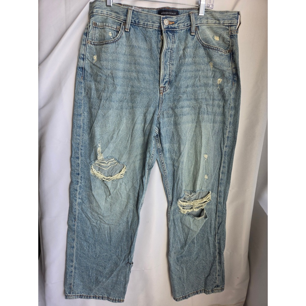 Aeropostale High Rise Baggy Jeans Womens  Short Blue Light Wash Baggy High Rise